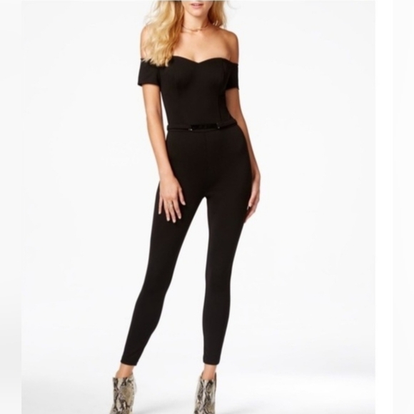 Guess Pants - Guess Off Shoulder Belted Jumpsuit